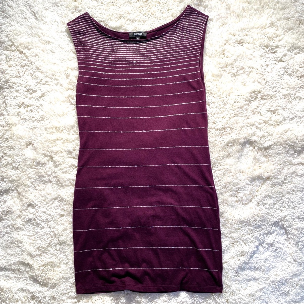Express Sparkling Purple Bodycon Dress-XS